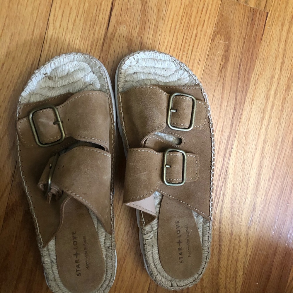 🆕 tan Suede Espadrille Sandals